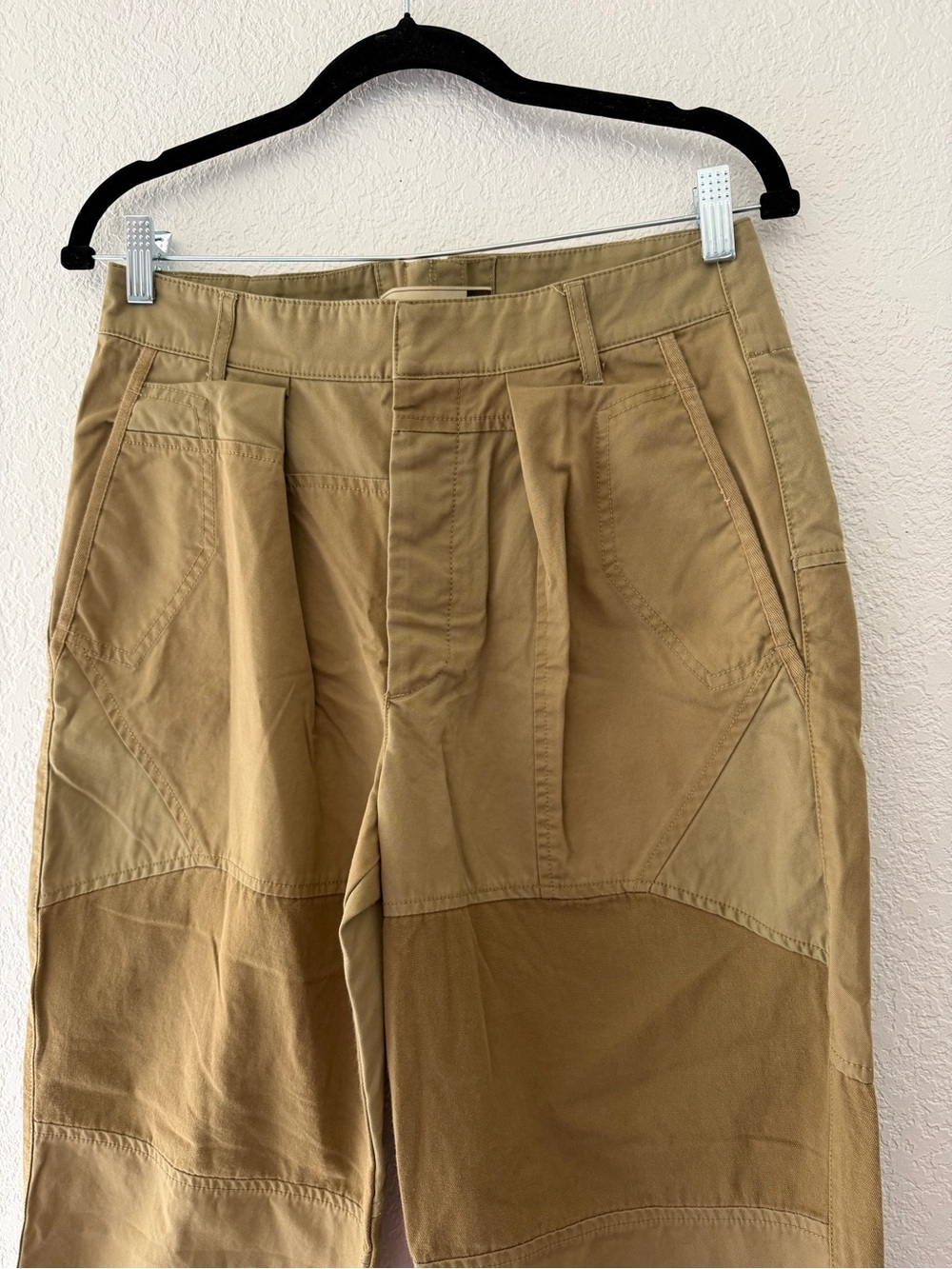 ZARA SRPLS Khaki Patchwork Barrel Trousers | Size Small - Picture 3 of 6